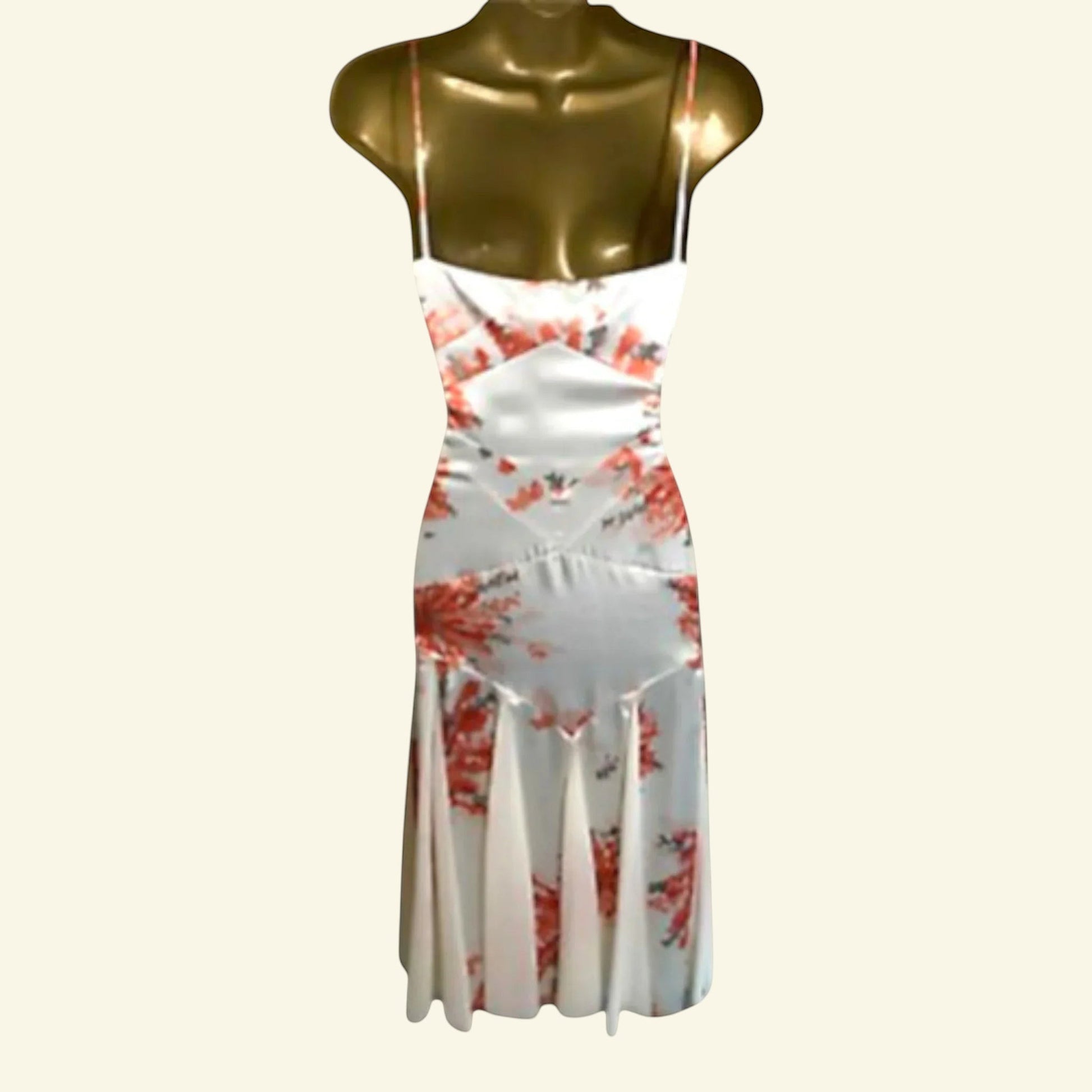 Amanda Wakeley Ivory & Peach Satin & Chiffon Summer Dress UK 8 US 4 EU 36 - Timelessfashions