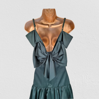 Karen Millen Emerald Green Satin Look Occasion Dress UK 10 US 6 EU 36 Timeless Fashions