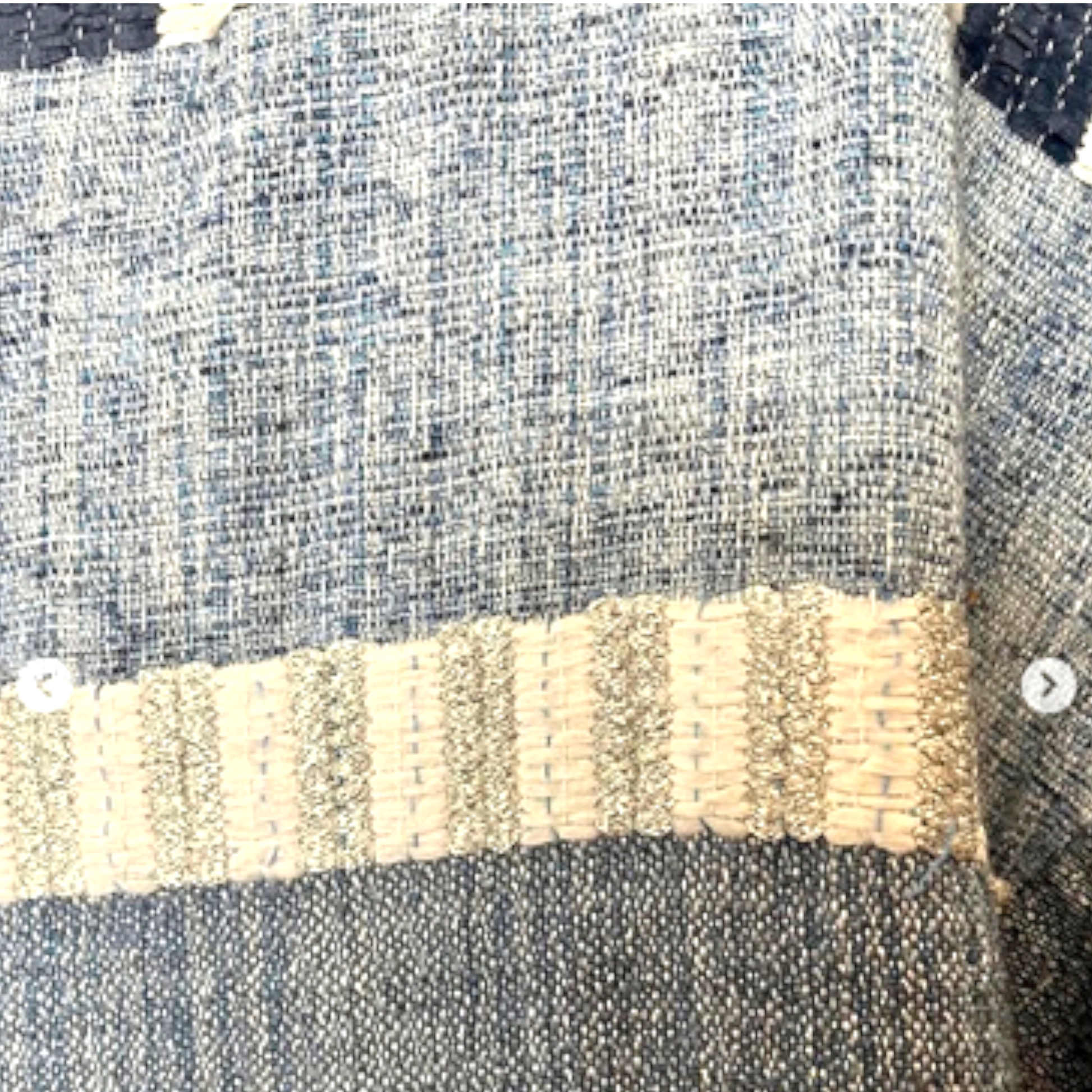 Close-up of textured fabric with a beige stripe
