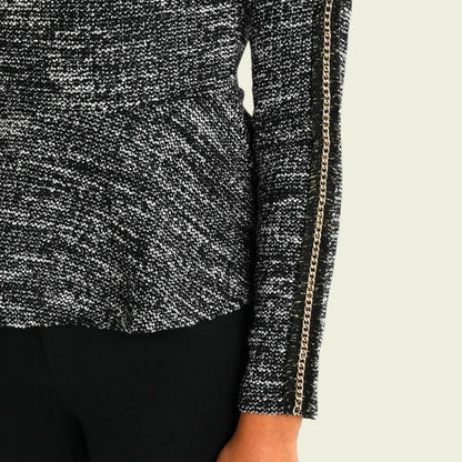 Guess Black & White Chain Detail Peplum Top UK 6 US 2 EU 34 - Timelessfashions