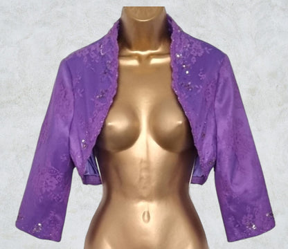 Libra Womens Lilac Embellished Dress & Bolero Jacket UK 12 US 8 EU 40 Timeless Fashions