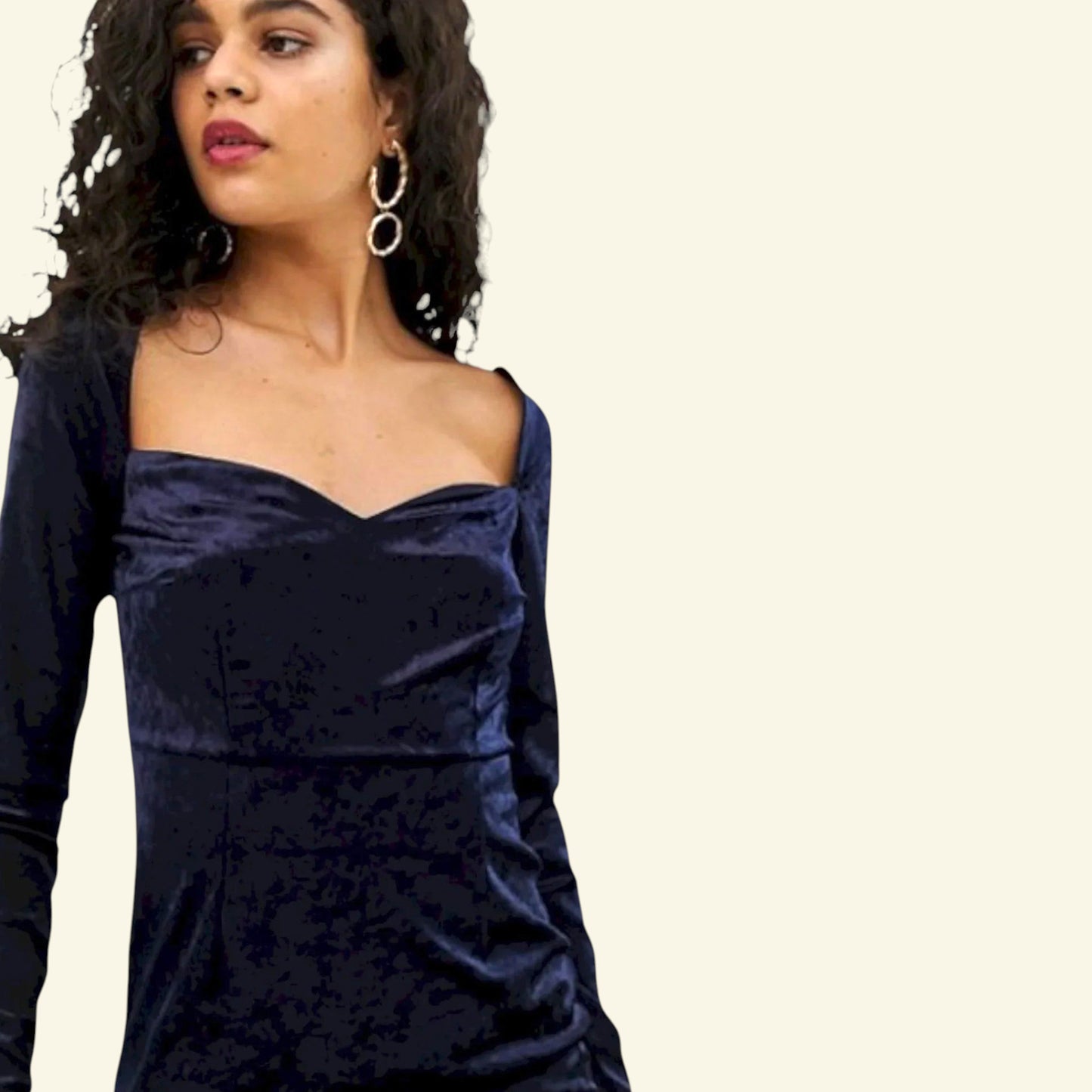Vero Moda Womens Tall Square Neck Navy Velvet Bodycon Mini Dress UK 10 - Timelessfashions