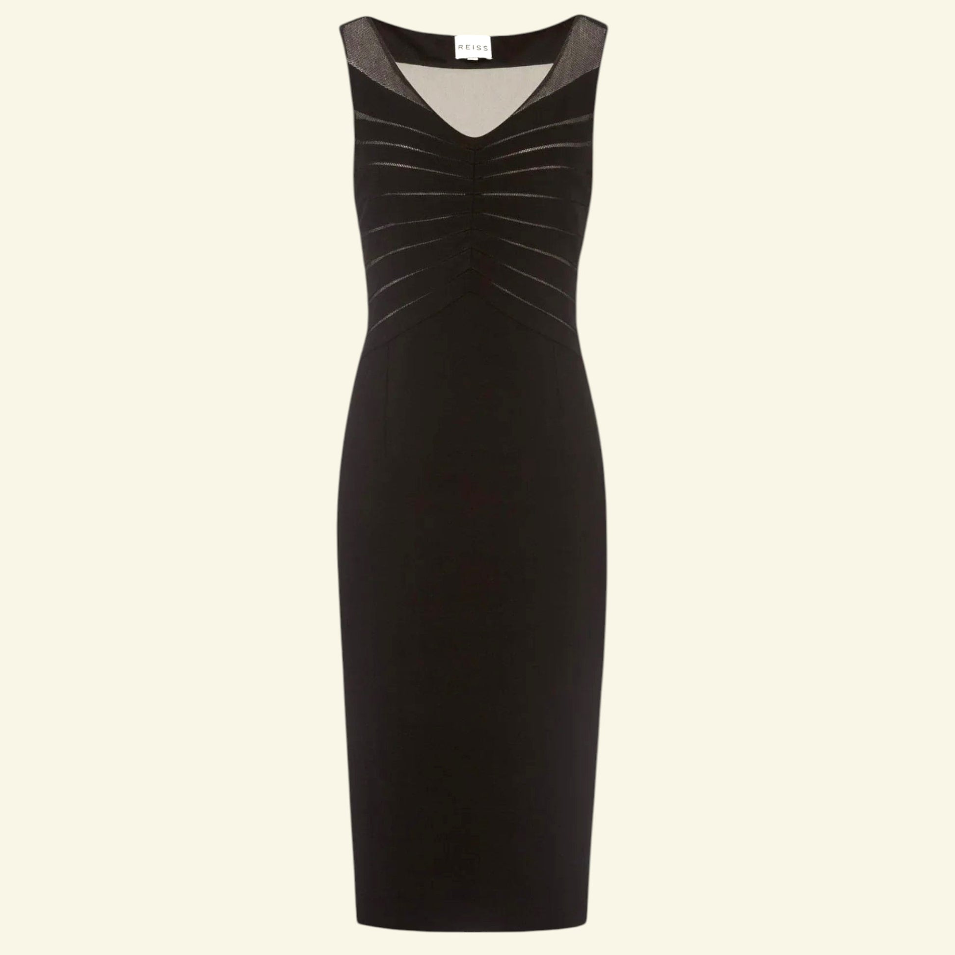 Reiss Sonita Black Mesh Panel Bodycon Dress UK 12 US 8 EU 40 RRP £190 - Timelessfashions