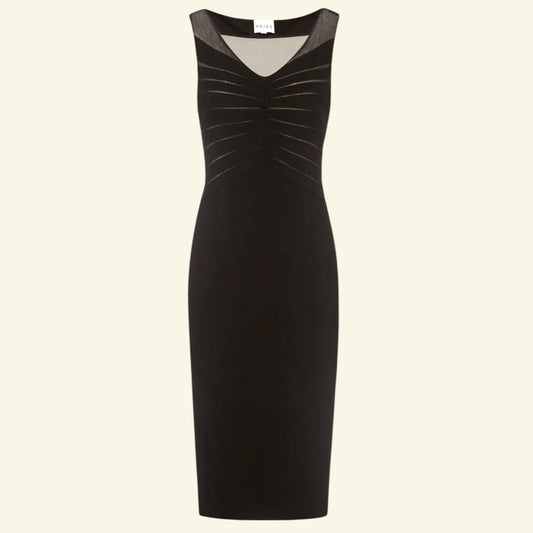 Reiss Sonita Black Mesh Panel Bodycon Dress UK 12 US 8 EU 40 RRP £190 - Timelessfashions
