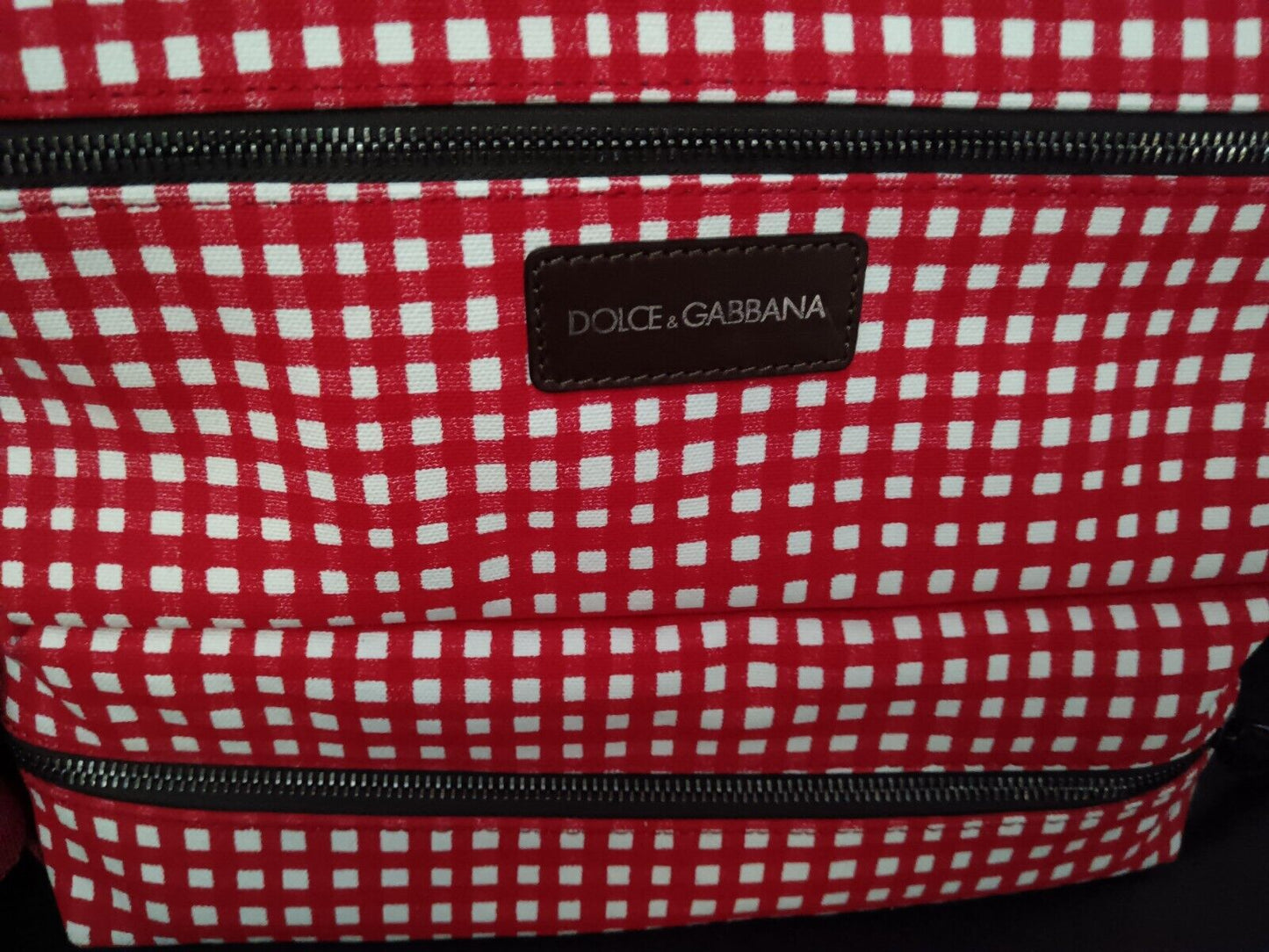 Dolce & Gabbana Unisex Red Check Messenger Shoulder/Cross Body Bag Timeless Fashions