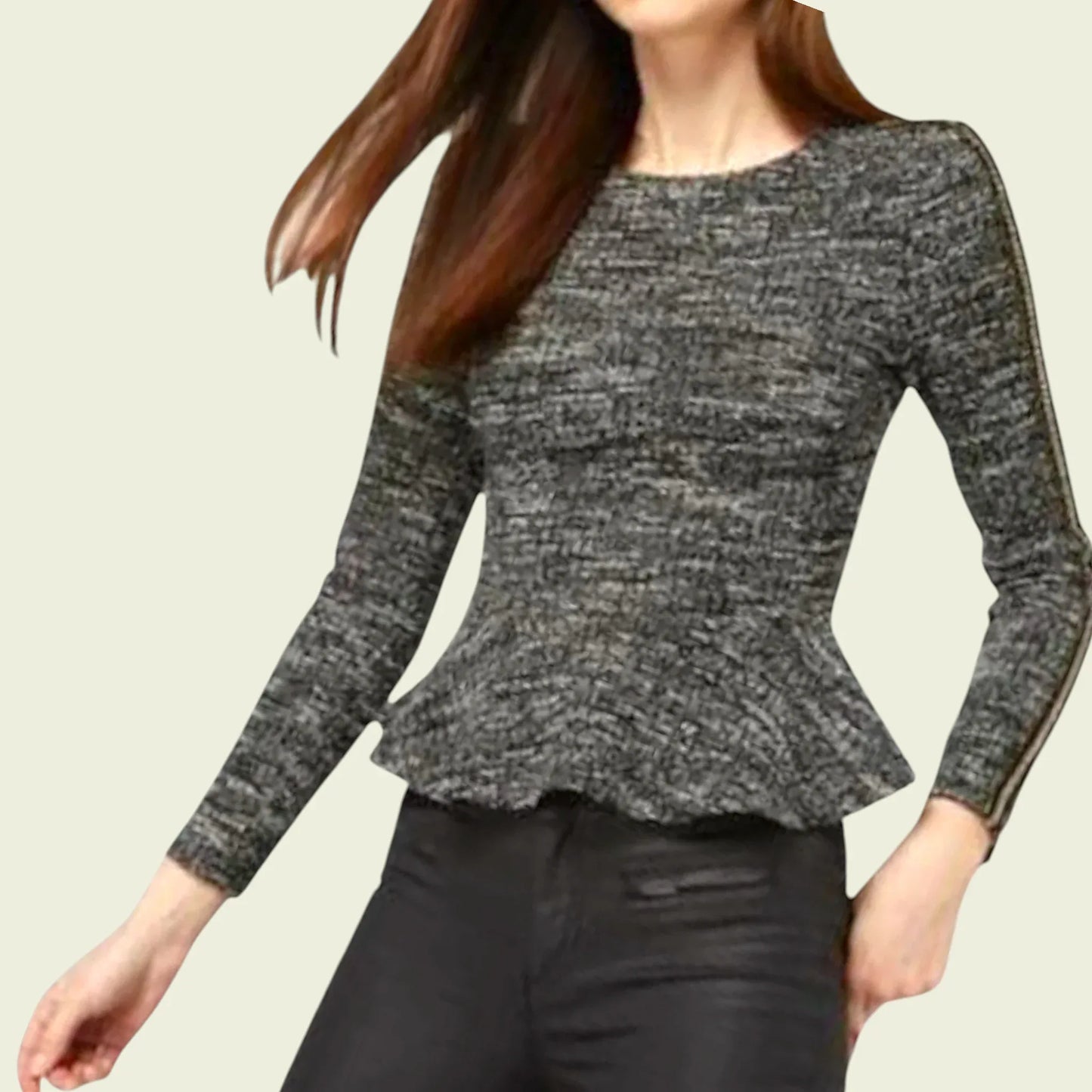 Guess Black & White Chain Detail Peplum Top UK 6 US 2 EU 34 - Timelessfashions