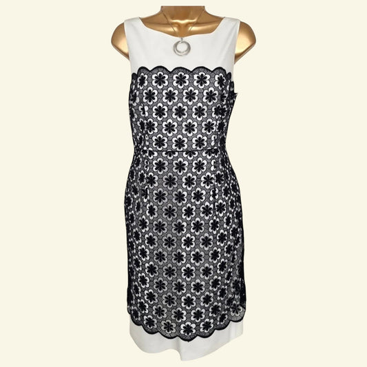 Hobbs Navy & White Lace Dress UK 12 US 8 EU 40