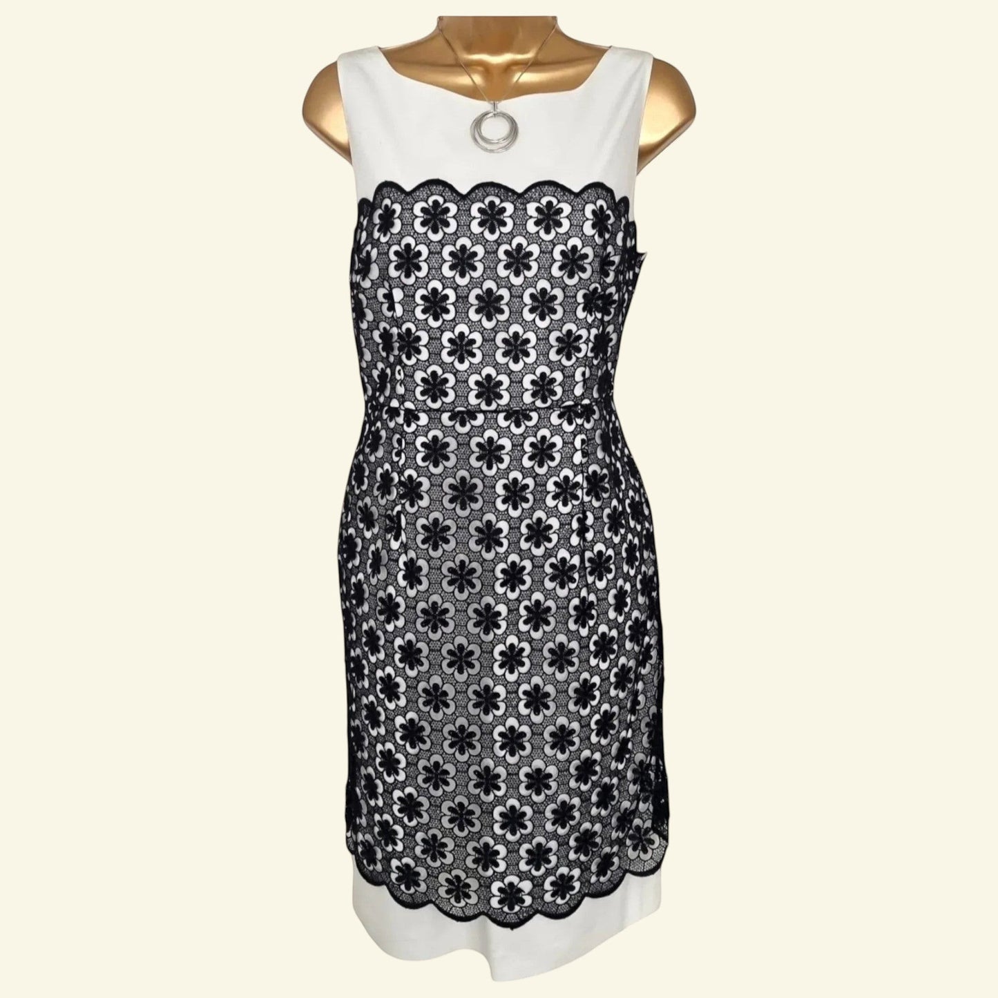 Hobbs Navy & White Lace Dress UK 12 US 8 EU 40