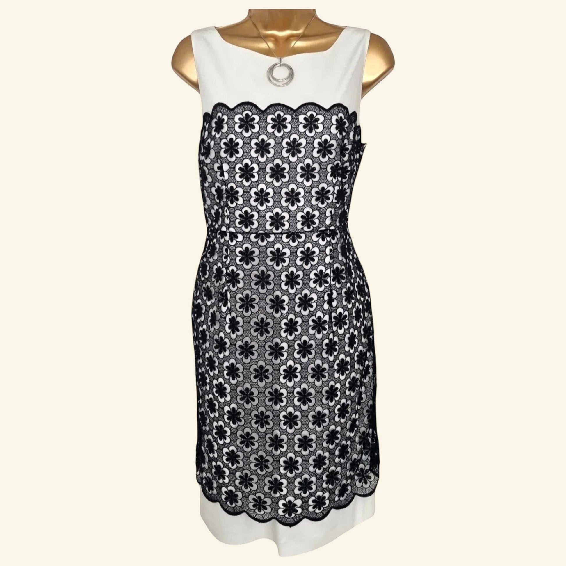 Hobbs Navy & White Lace Dress UK 12 US 8 EU 40