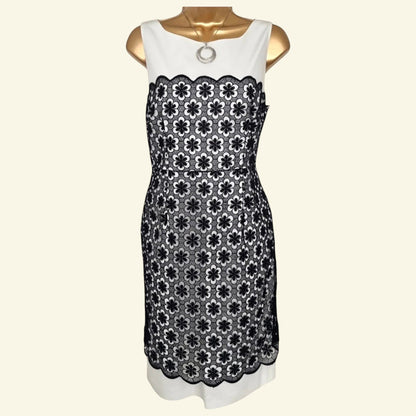 Hobbs Navy & White Lace Dress UK 12 US 8 EU 40