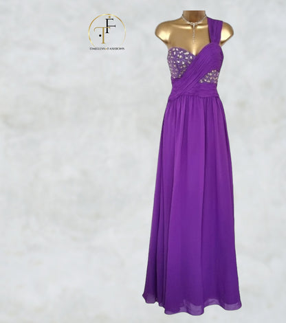 Amore Women’s Purple Long Special Occasion Prom Dress UK 8 US 4 EU 36 Timeless Fashions