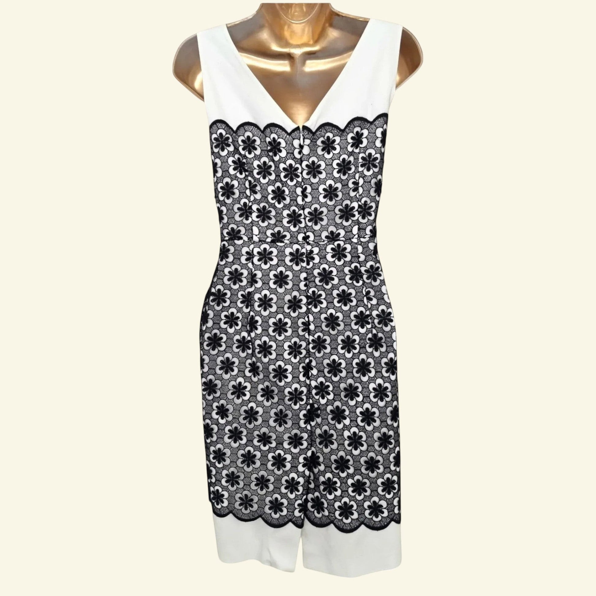 Hobbs Navy & White Lace Dress UK 12 US 8 EU 40 - Timelessfashions