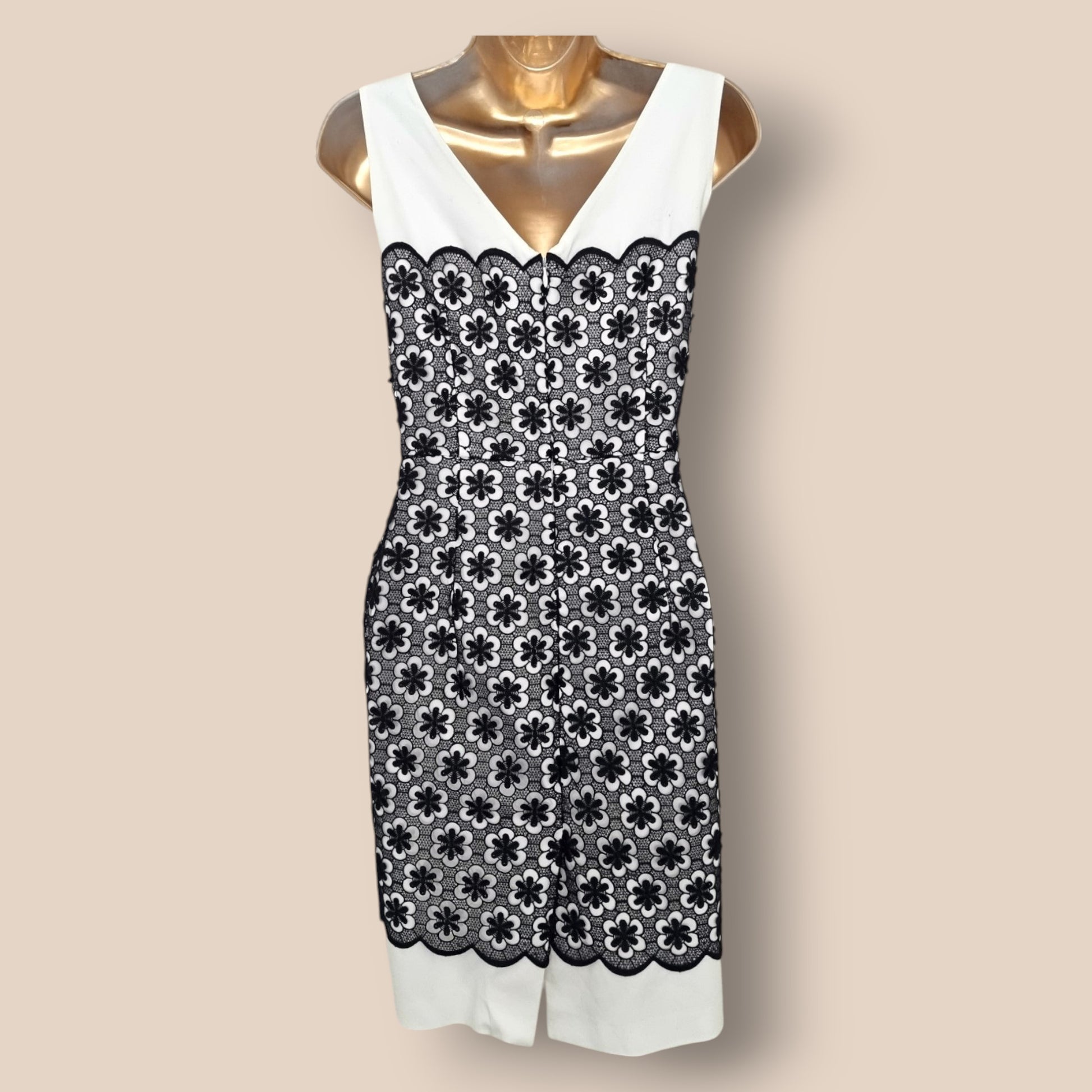 Hobbs Navy & White Lace Dress UK 12 US 8 EU 40 Timeless Fashions
