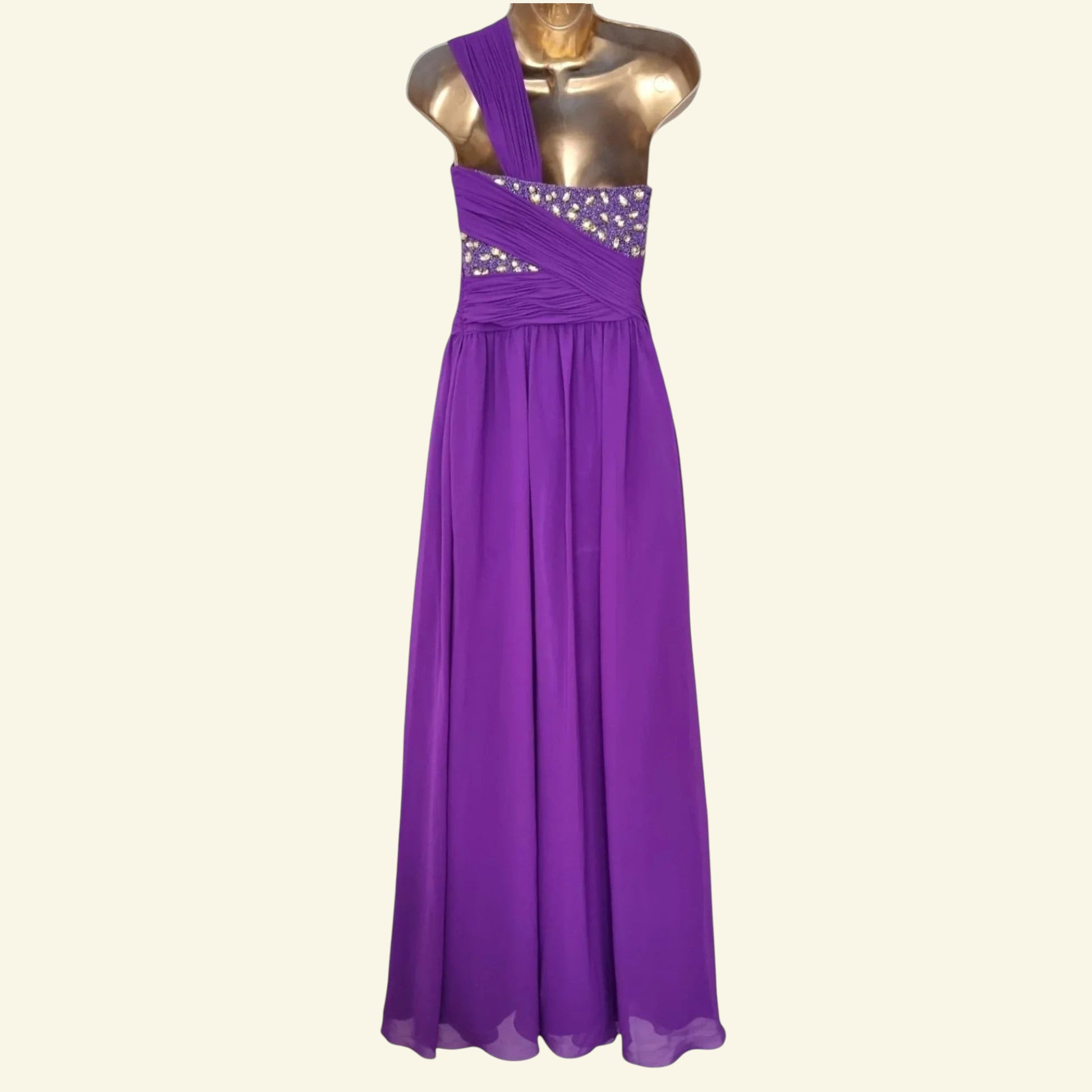 Amore Women’s Purple Long Special Occasion Prom Dress UK 8 US 4 EU 36 - Timelessfashions