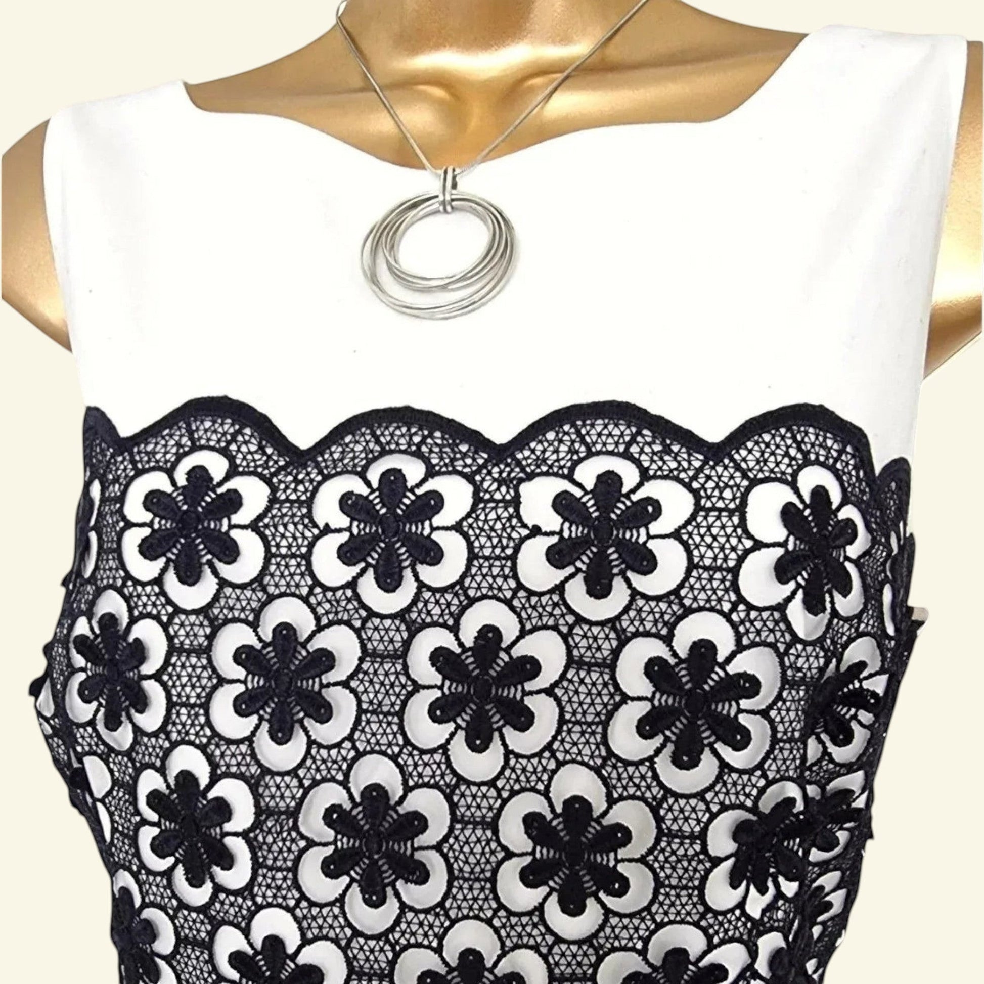 Hobbs Navy & White Lace Dress UK 12 US 8 EU 40 - Timelessfashions