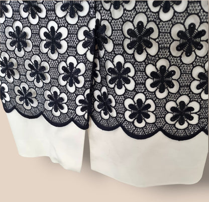 Hobbs Navy & White Lace Dress UK 12 US 8 EU 40 Timeless Fashions
