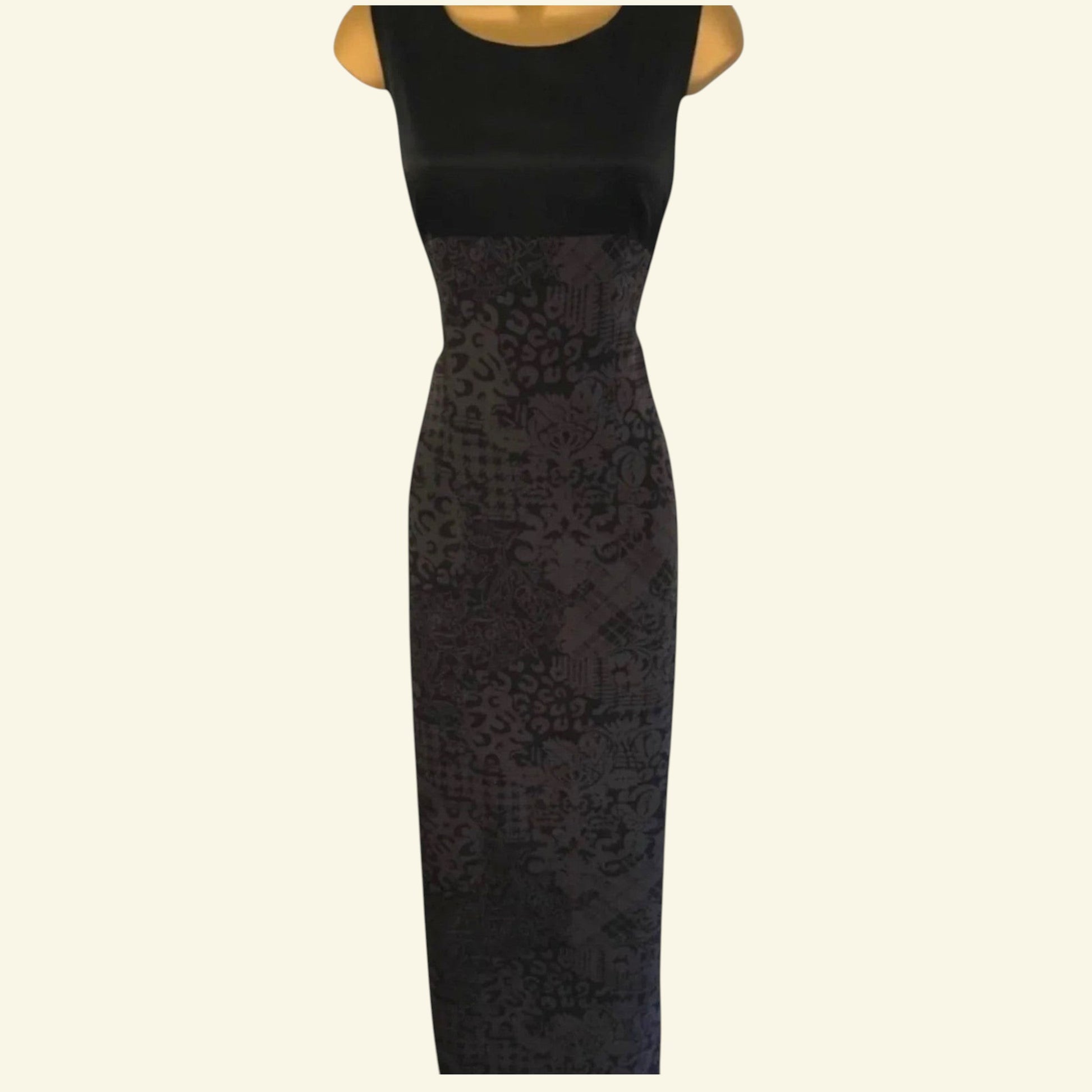 August Womens Silk Black & Grey Silk Pencil Dress UK 8 US 4 EU 36 - Timelessfashions