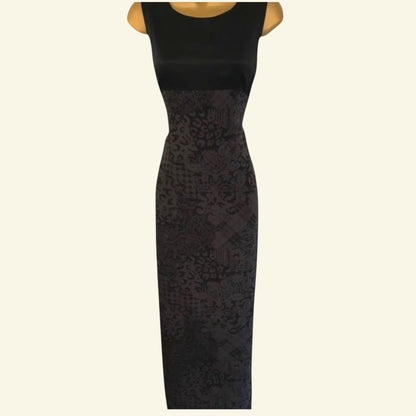 August Womens Silk Black & Grey Silk Pencil Dress UK 8 US 4 EU 36 - Timelessfashions