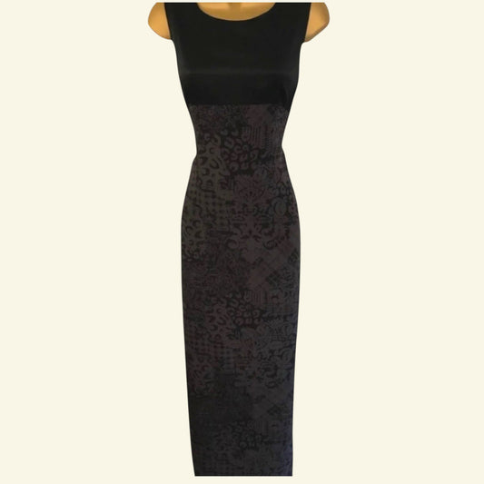 August Womens Silk Black & Grey Silk Pencil Dress UK 8 US 4 EU 36 - Timelessfashions