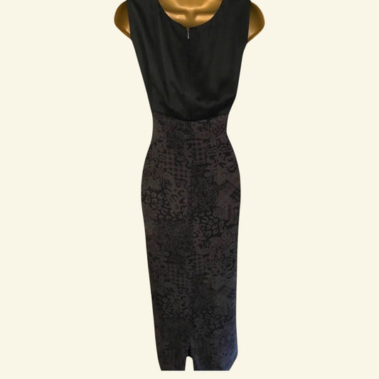 August Womens Silk Black & Grey Silk Pencil Dress UK 8 US 4 EU 36 - Timelessfashions
