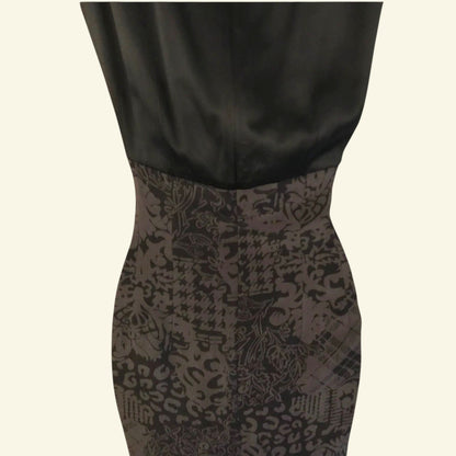 August Womens Silk Black & Grey Silk Pencil Dress UK 8 US 4 EU 36 - Timelessfashions