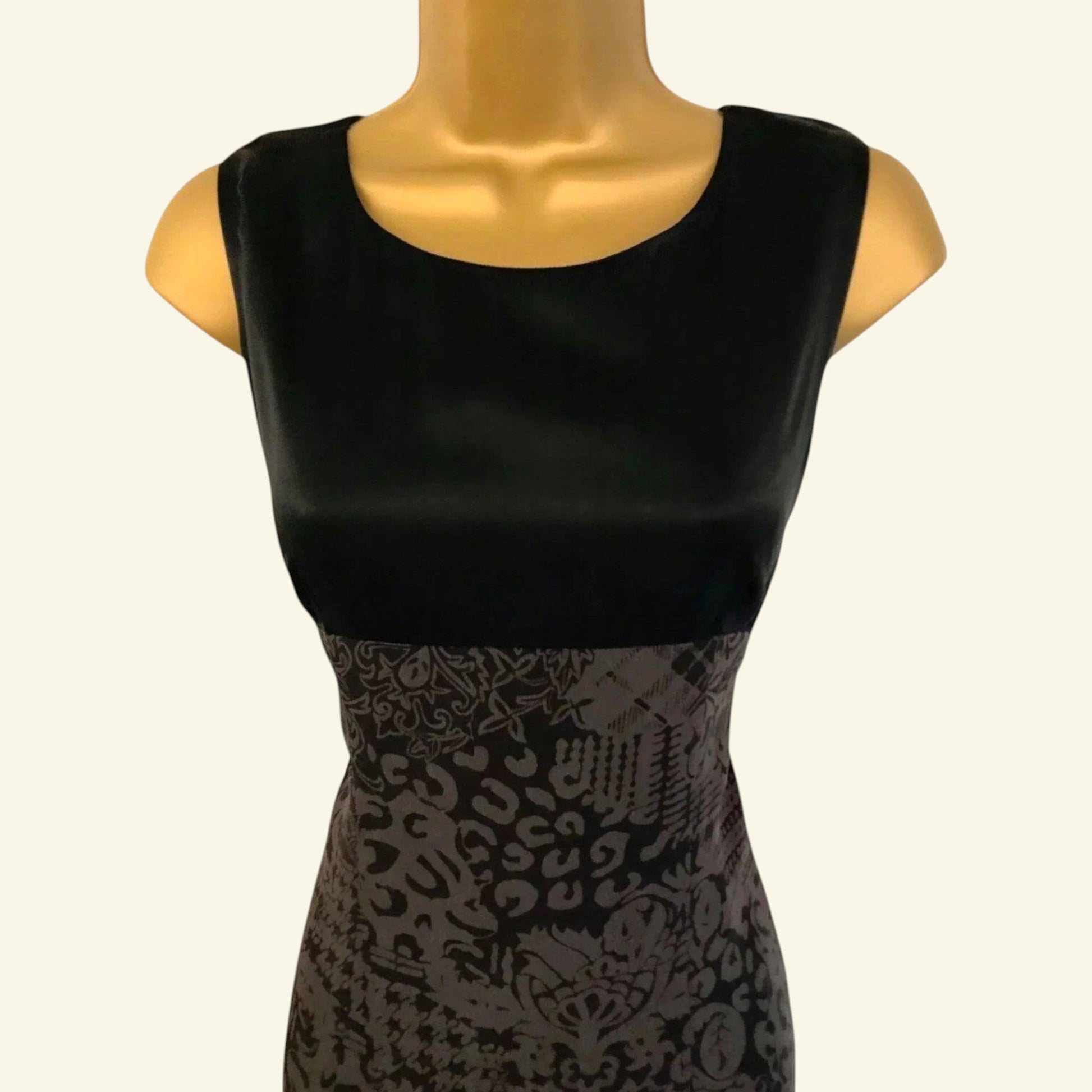 August Womens Silk Black & Grey Silk Pencil Dress UK 8 US 4 EU 36 - Timelessfashions