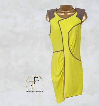 BCBG MAX AZRIA Lemonade Lined Gladiator Style Dress UK 6 US 2 EU 34 Timeless Fashions