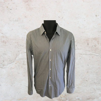 Hugo Boss Mens Blue & White Striped Cotton Shirt Size 42 Timeless Fashions