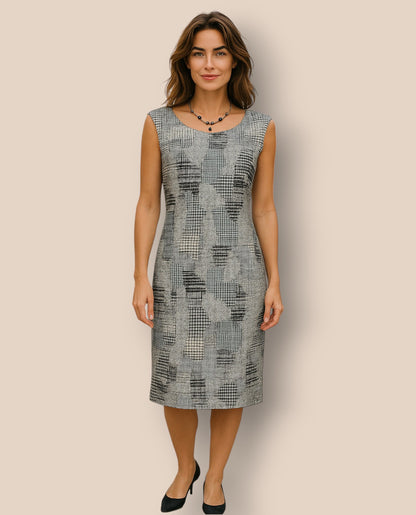Caroline Charles Black And White Patchwork Style Dress UK 14 US 10 EU 42 Timeless Fashions