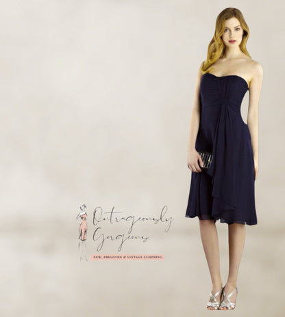 Coast Tamara French Navy Chiffon Dress UK 8 US 4 EU 36 Timeless Fashions