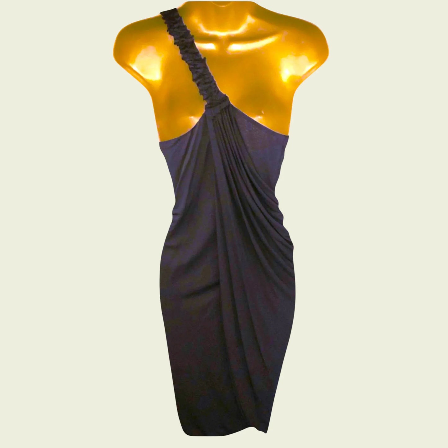 Yigal Azrouel Black One Shoulder Ruffle Drape Dress UK 8 US 4 EU 36 - Timelessfashions