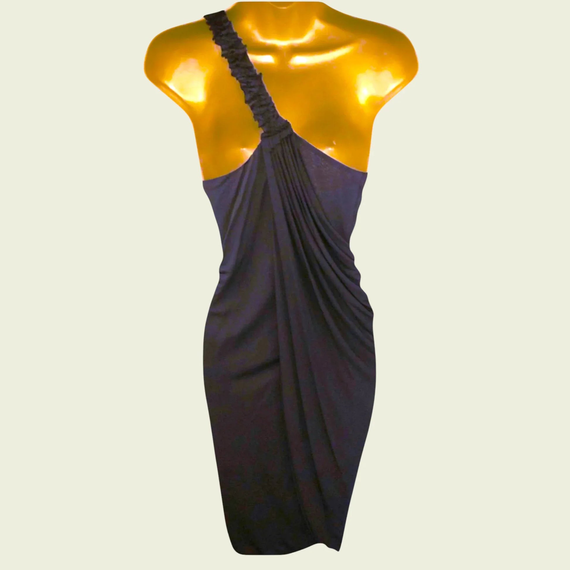 Yigal Azrouel Black One Shoulder Ruffle Drape Dress UK 8 US 4 EU 36 - Timelessfashions