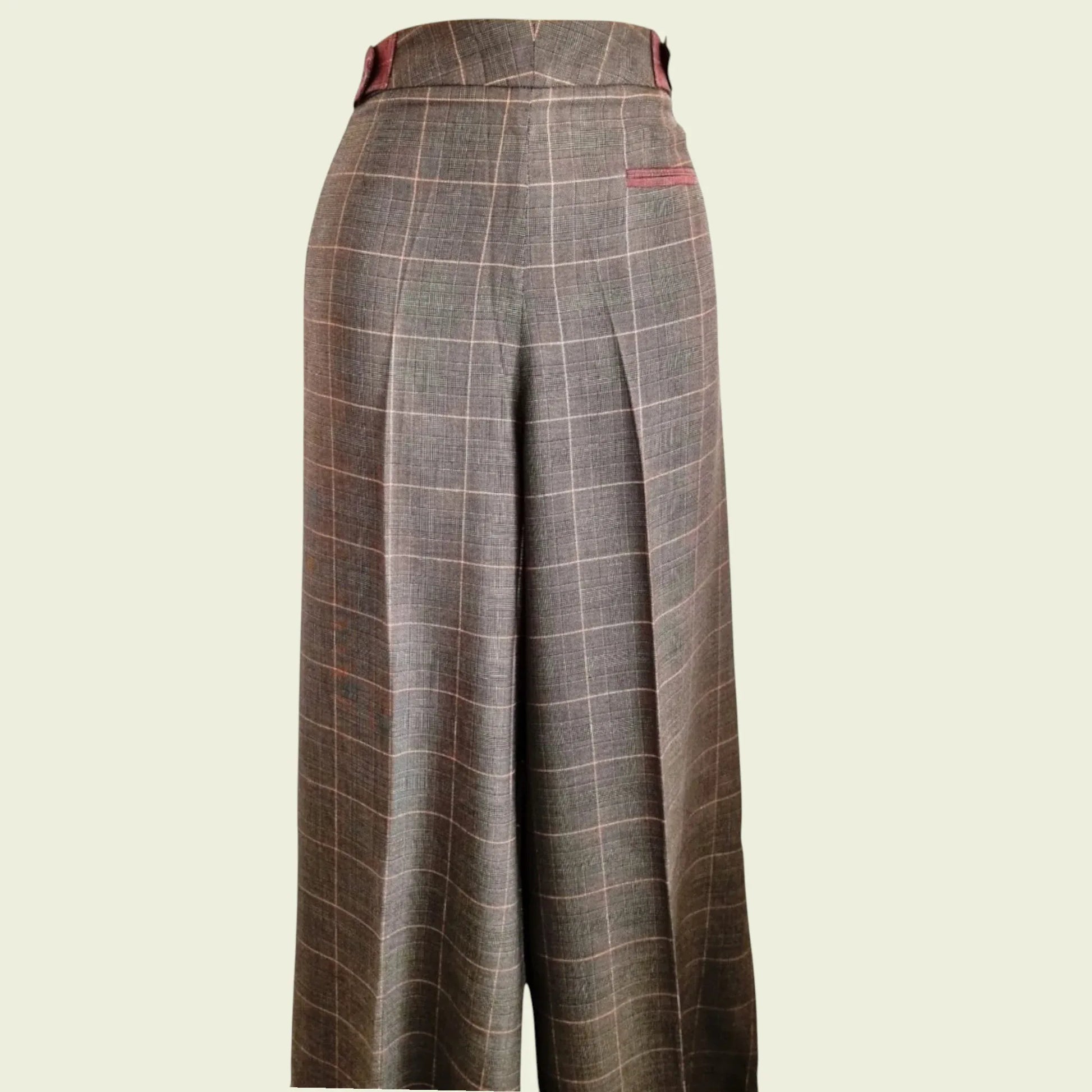 Diane von Furstenberg Womens Brown Plaid Wide Leg Trousers UK 10 US 6 EU 38 - Timelessfashions