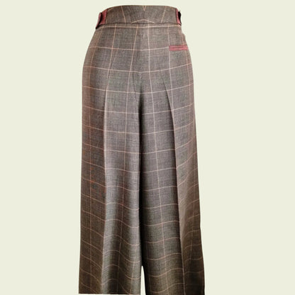 Diane von Furstenberg Womens Brown Plaid Wide Leg Trousers UK 10 US 6 EU 38 - Timelessfashions