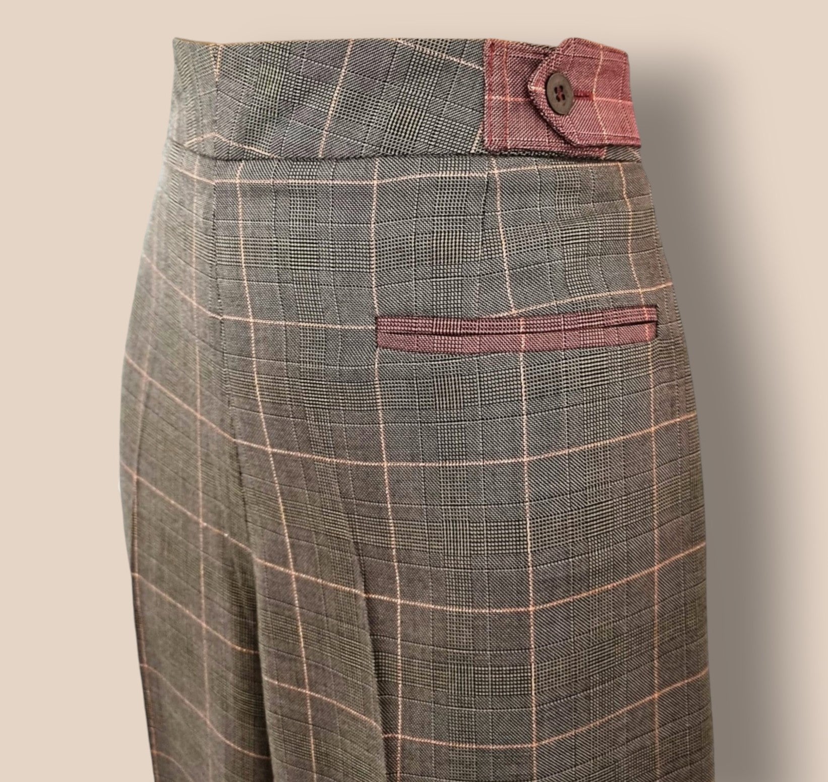 Diane von Furstenberg Womens Brown Plaid Wide Leg Trousers UK 10 US 6 EU 38 Timeless Fashions