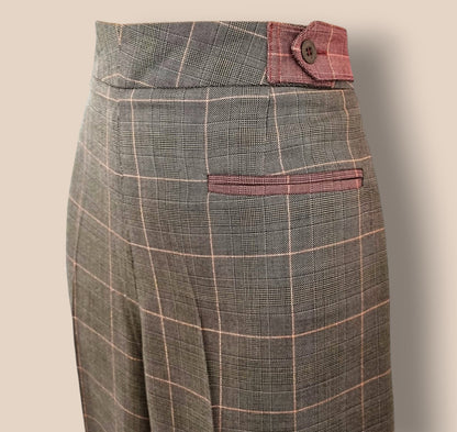 Diane von Furstenberg Womens Brown Plaid Wide Leg Trousers UK 10 US 6 EU 38 Timeless Fashions