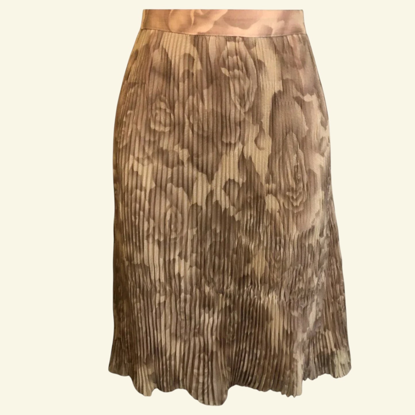 DKNY City Pale Dusky Pink Pleated Floral Skirt UK 12 US 8 EU 40 - Timelessfashions
