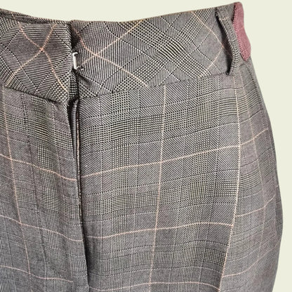 Diane von Furstenberg Womens Brown Plaid Wide Leg Trousers UK 10 US 6 EU 38 - Timelessfashions