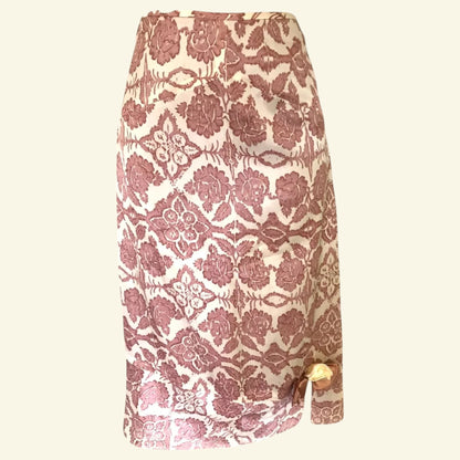 Day Birger et Mikkelsen Dusky Pink & Cream Silky Floral Skirt UK 10 US 6 EU 38 - Timelessfashions