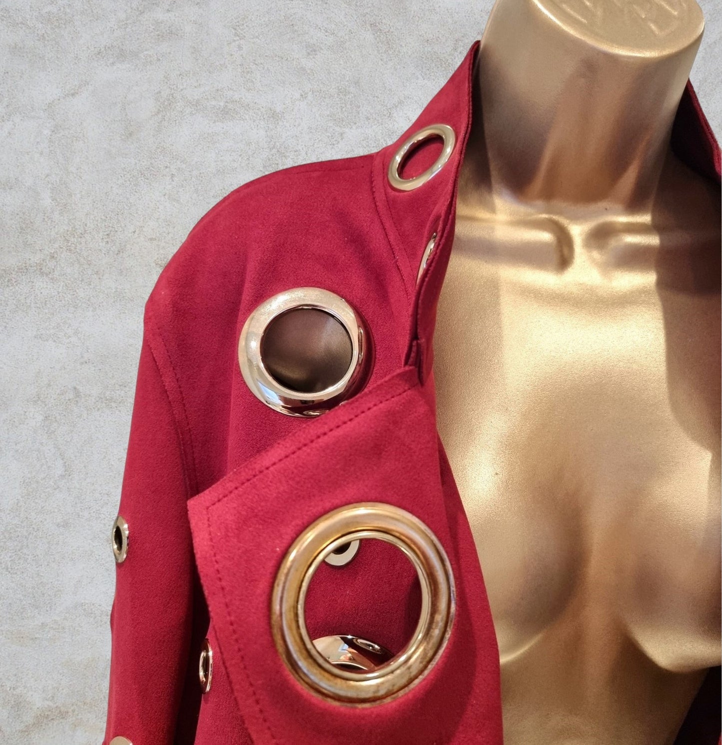 Fiorella 'Sweet Miss' Burgundy Gold Rivet Jacket UK16 US 12 EU 44 Timeless Fashions
