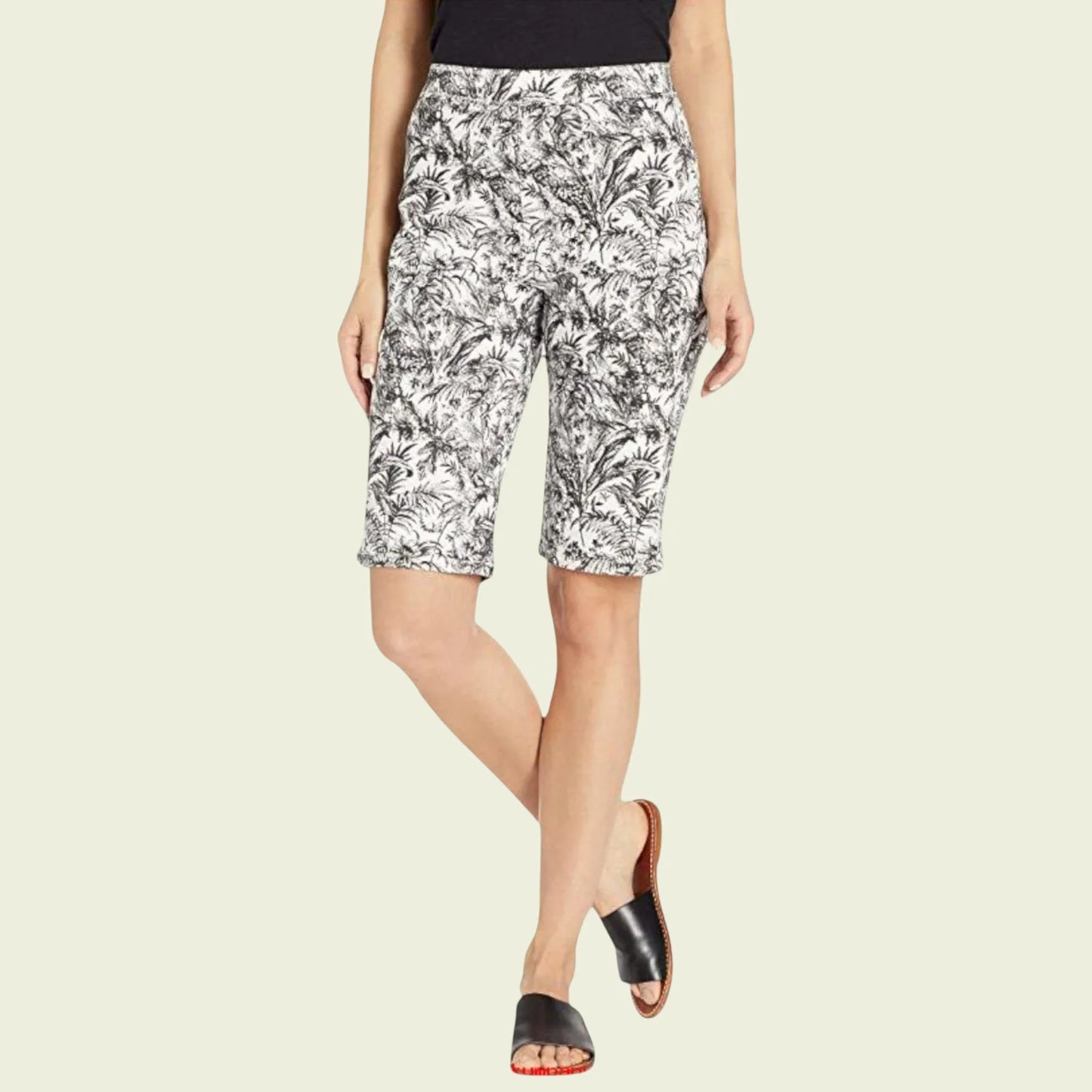 FDJ French Dressing Black & White Pull-On Bermuda Shorts UK 14 US 10 EU 42 - Timelessfashions