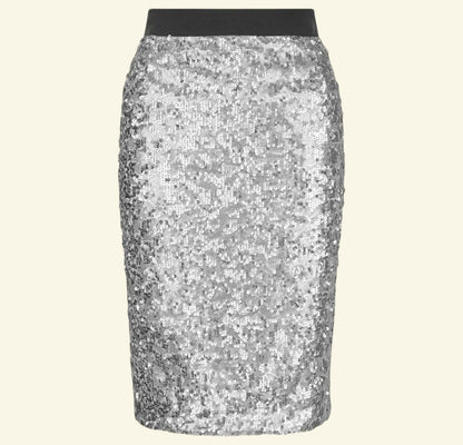 Fenn Wright Manson Caroline Skirt, Silver/Grey Sequin UK 18 US 14 EU 46 - Timelessfashions