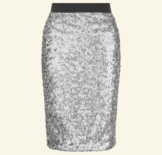 Fenn Wright Manson Caroline Skirt, Silver/Grey Sequin UK 18 US 14 EU 46 - Timelessfashions