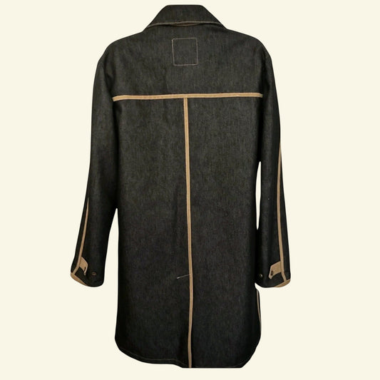 Gianfranco Ferre Womens Vintage Blue Denim Pea Coat UK 16 US 12 EU 44 IT 48 - Timelessfashions