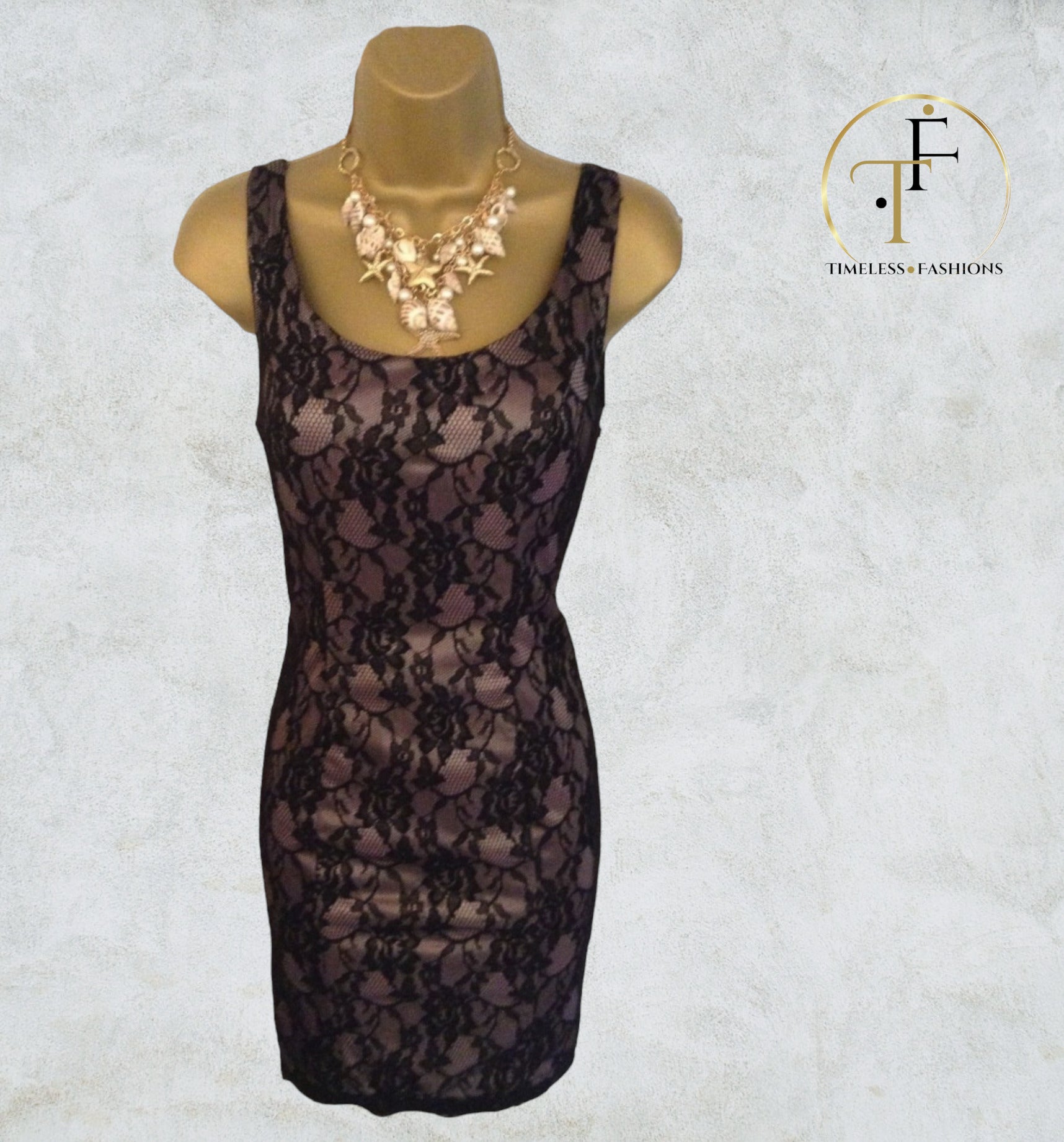 Forever Unique Black Lace Mini Dress UK 8 US 4 EU 36 Timeless Fashions