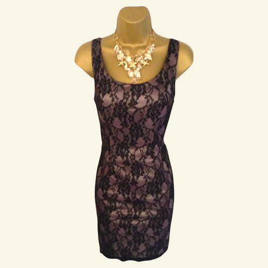Forever Unique Black Lace Mini Dress UK 8 US 4 EU 36 - Timelessfashions
