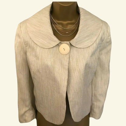 Fosby Design Vintage Cream Peter Pan Collar Jacket UK 12 US 8 EU 40 - Timelessfashions