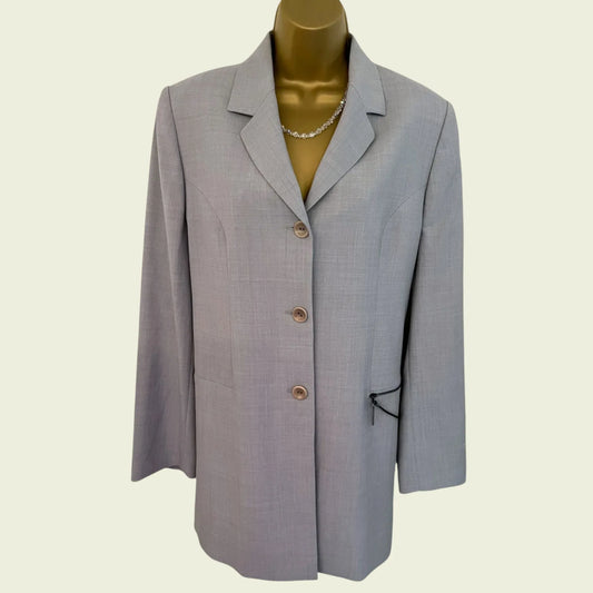 Gina B by Heidemann Vintage Dove Grey Virgin Wool Blend Jacket UK 16 US 12 EU 44 - Timelessfashions