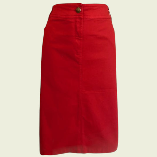 Red skirt on a beige background