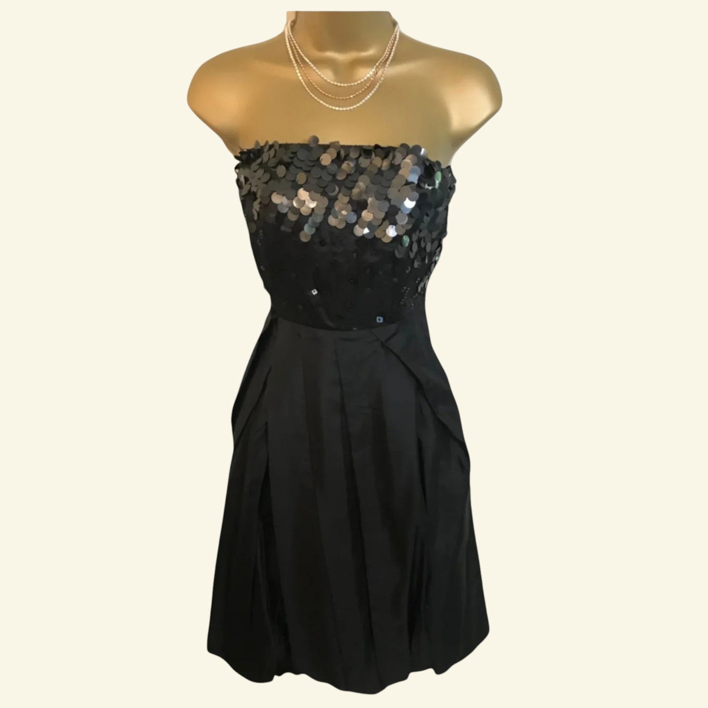 GIVe Black Silk & Sequin Bubble Cocktail Dress UK 8 US 4 EU 36 - Timelessfashions